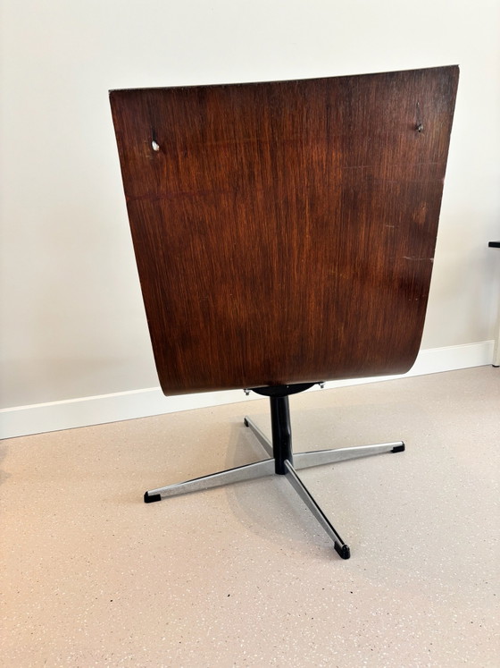 Vintage Lennart Bender swivel chair with suede upholstery, Armchairs, Wood, Leather, Brown (photo 9 of 13)