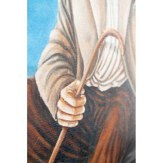 Image 1 of Oil on vintage canvas with wooden frame by Agnelli, Italy 2000