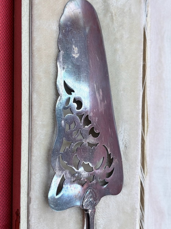 Silver-plated Cake Server 30cm Art Nouveau Openwork Box, Table accessories, Textile, Creme (photo 6 of 10)