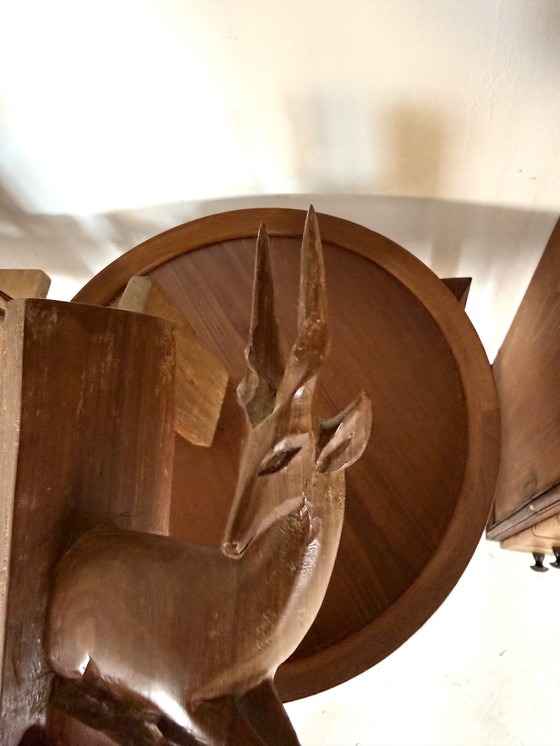 Image 1 of 2x vintage teak Antilope bookends ‘60