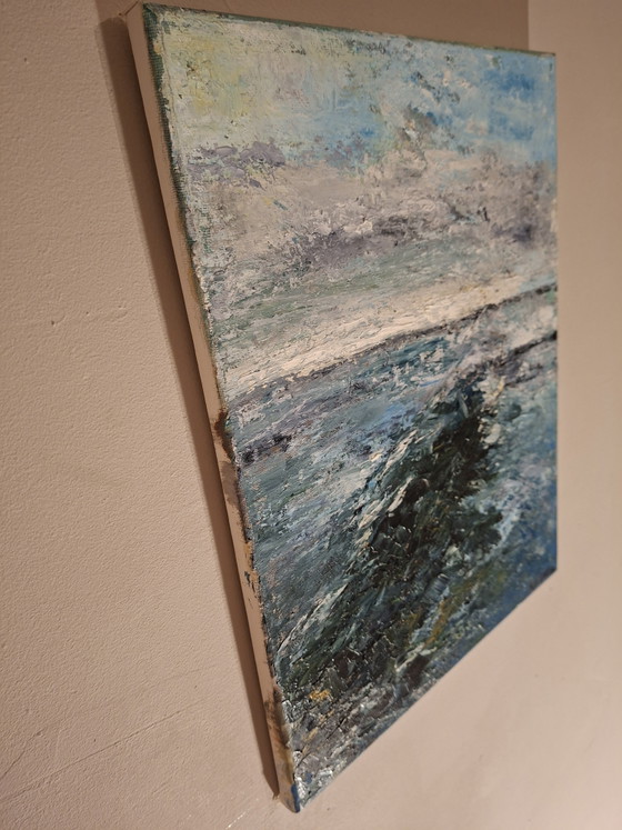 Kathleen Storme – "Rocher dans les vagues" (2010) – Marine Impasto Originale (30x40 cm) – Objets d'art (photo 6 of 10)