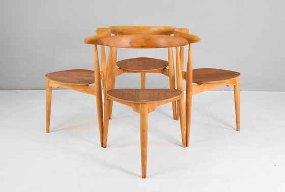 Image 1 of Fh4103 Heart Dining Chairs By Hans Wegner For Fritz Hansen, Denmark, 1950S, Set Of 4