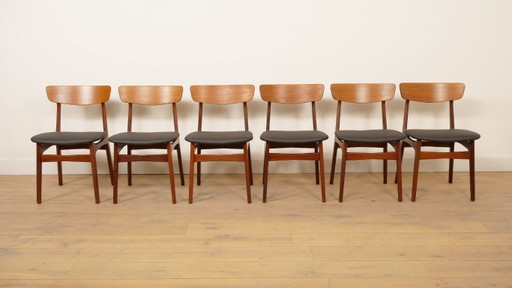 6 X Eetkamerstoelen | Schiønning & Elgaard | Teak | Opnieuw Gestoffeerd – Wood