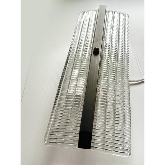 Image 1 of Elegante, rechteckige Wandleuchten aus braunem, diamantbesetztem Muranoglas – Zweiteiliges Set