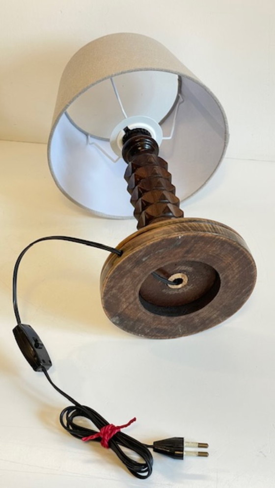 Lampada in Legno Vintage Charles DUDOUYT – Lampade da tavolo, Tessile (photo 9 of 18)