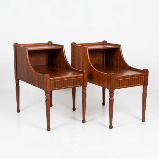 Coppia di comodini vintage scandinavi e danesi in mogano - anni '50