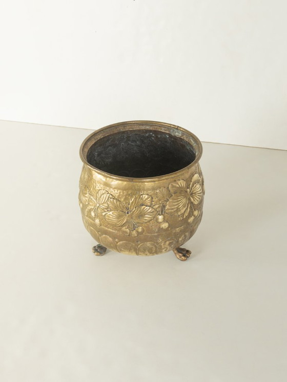 Vaso per piante vittoriano in ottone, circa 1860, Vasi per piante, Dorato (foto 4 di 5)