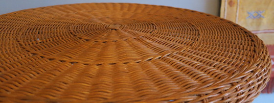 Image 1 of Tavolino a 2 livelli in ferro e rattan del Mid Century, 1960