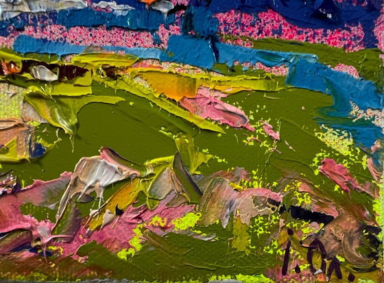 Original Oil Painting Summer Field Landscape Blue Nature Night – Paintings & Drawings, Canvas (photo 5 of 8)