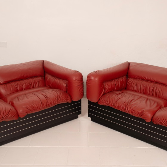 Giovanni Offredi pour Saporiti Italia Canapés en Cuir 1970 Italie – Aluminium, Leather (photo 14 of 28)