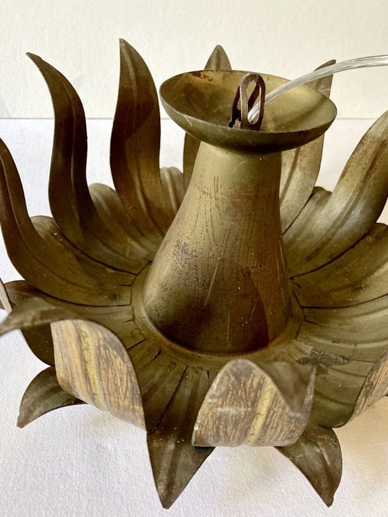 Image 1 of Ceiling light, Hans Kögl, sunflower model in gilded metal, 1950s