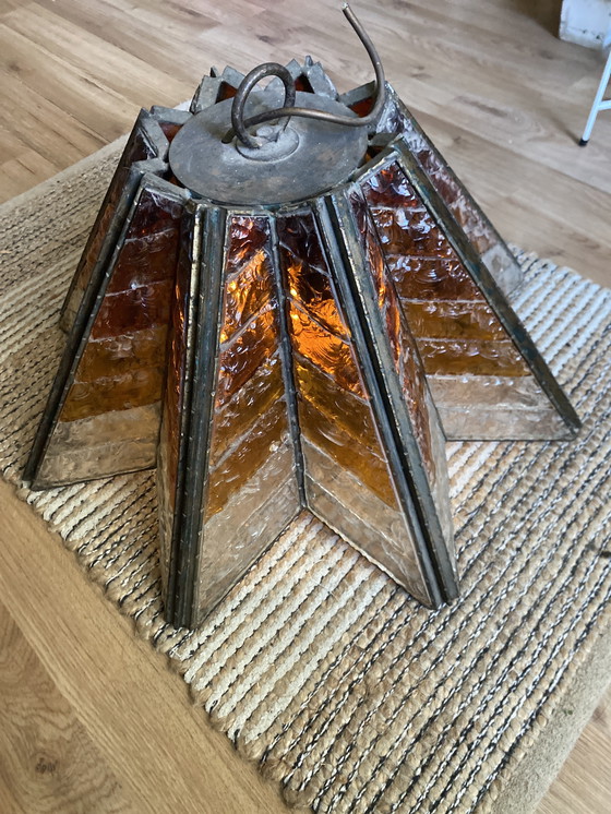 Image 1 of Lampadario brutalista vetro martellato Murano anni ‘70