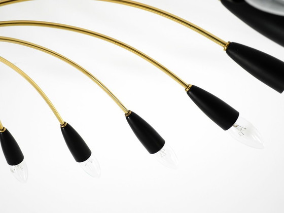 Image 1 of Bellissima ed enorme lampada da soffitto Sputnik in ottone, stile moderno di metà secolo, con 18 bracci | Ø 113 cm