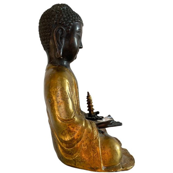 Lote 189 – Buda Amitabha de bronce con estupa original y cristal – Nepal Himalaya – Esculturas, Bronze (photo 7 of 11)