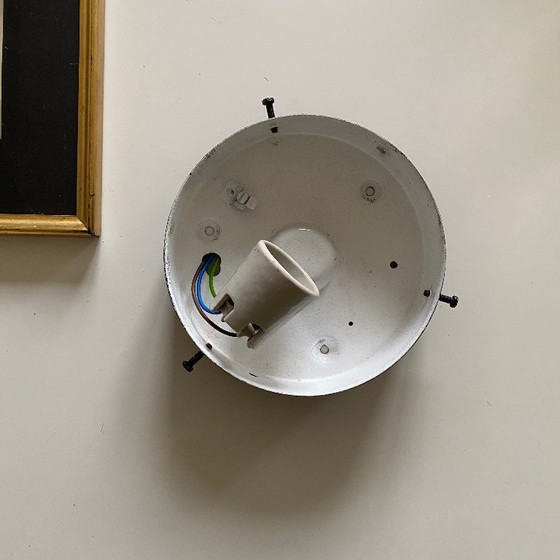 Image 1 of Antique round yellow-gold glass wall sconce/ceiling light, 23 cm