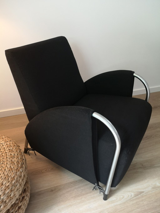 Gelderland 6020 armchair matte chrome black fabric