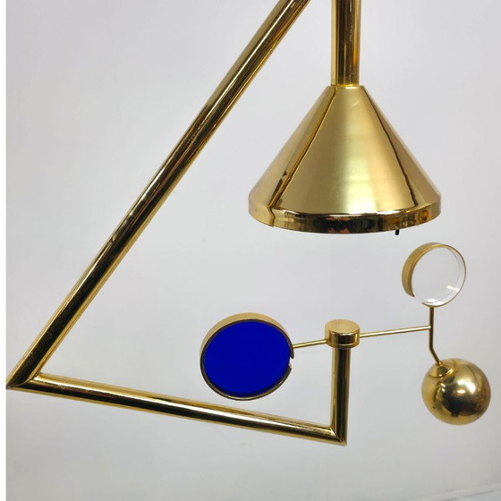 Image 1 of Lampada a sospensione unica in stile Memphis degli anni '80 in ottone alogeno