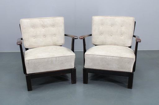 1940s Pair of Restored Thonet Armchairs, Czechoslovakia