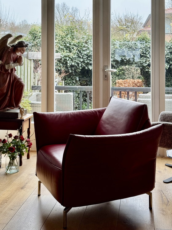 Image 1 of Prachtige bordeauxrode Enzo Luca design fauteuil- nieuwstaat!