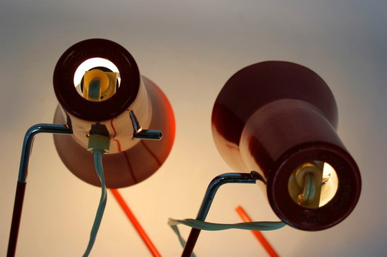 Image 1 of Red Table Lamps by Josef Hurka for Drupol, 1960s, Set of 2