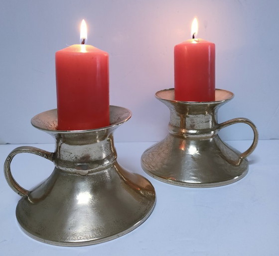 Image 1 of coppia di candelabri vintage in ottone massiccio