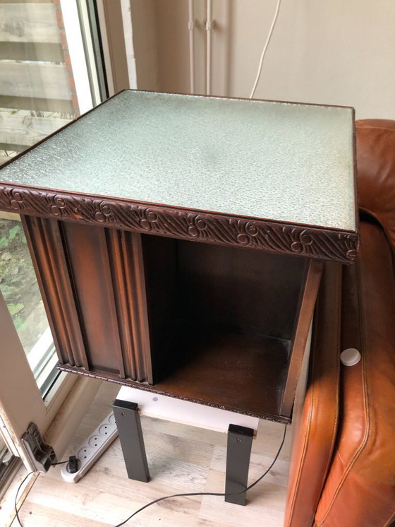 Image 1 of Vintage boekenmolen draaibaar met verlichting - rokers kastje