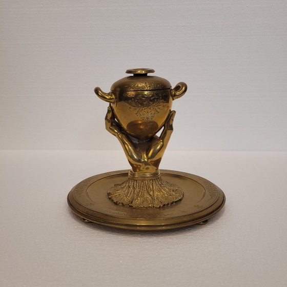 Image 1 of Inkwell “Hand of Glory”, gilt bronze, early 20th century - France