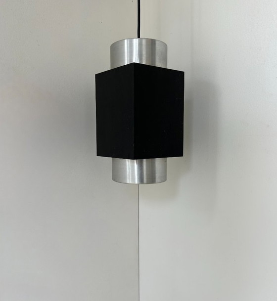 Image 1 of Suspension vintage, chrome et métal noir, Scandinavie, 1970