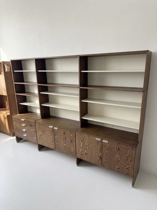 Vintage Pastoe modulair wengehouten wandmeubel 