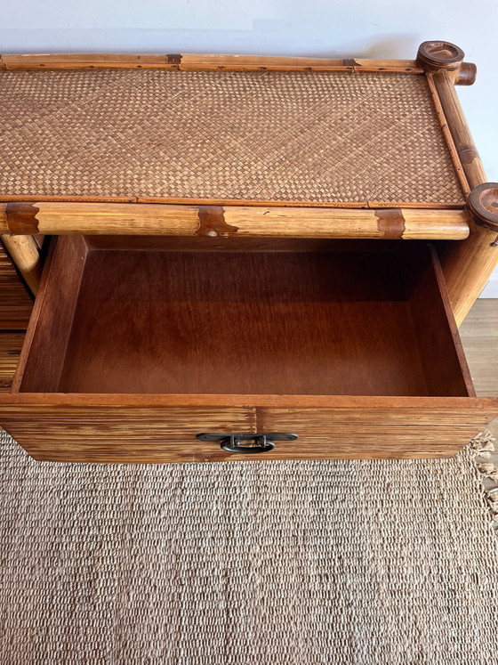 Commode en bambou Buffet bas Mid Century Vintage (photo 8 of 9)