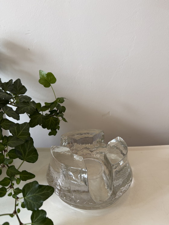 Image 1 of Brutalist thick glass tealight holder 1970s