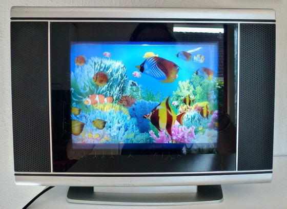 Image 1 of Vintage verlicht tropisch aquarium nagebootst, jaren 70.