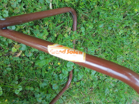 Image 1 of Set 70's Italiaanse buisframe campingkrukjes Grand Soleil, bruin