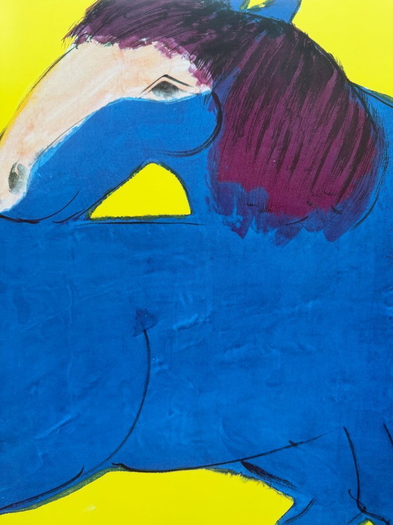 Walasse Ting, Blue Horse, Copyright 1990, Yves Riviere .....Printed In Switzerland – Posters, Paper (photo 8 of 9)