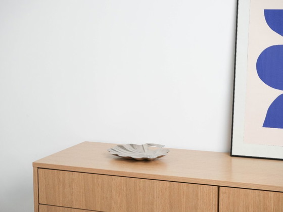 Image 1 of Plat de service en forme de coquillage, acier inoxydable, design danois, années 1970, fabriqué au Danemark
