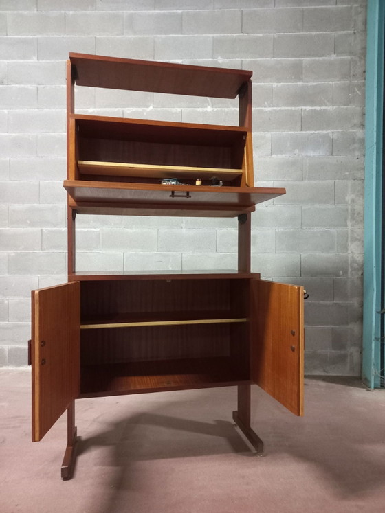 Cabinet with drop-down door, Wood, Brass, Brown (photo 2 of 6)
