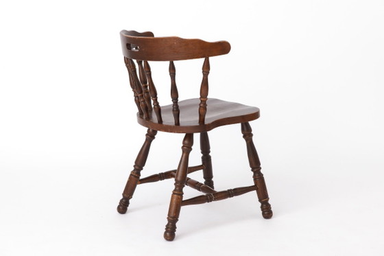 Vintage Western Style Wooden Chair, 1950s–1960s German Rustic Beechwood Dining Chair, Bonanza Style (photo 10 of 12)