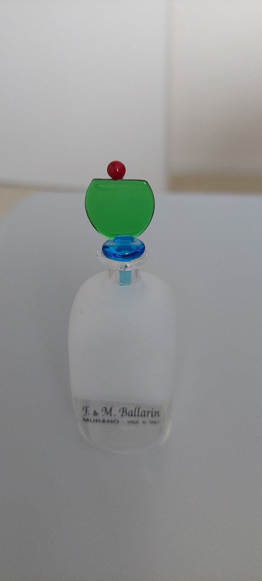 Frasco de perfume antiguo de cristal de Murano de F. & M. Ballarin