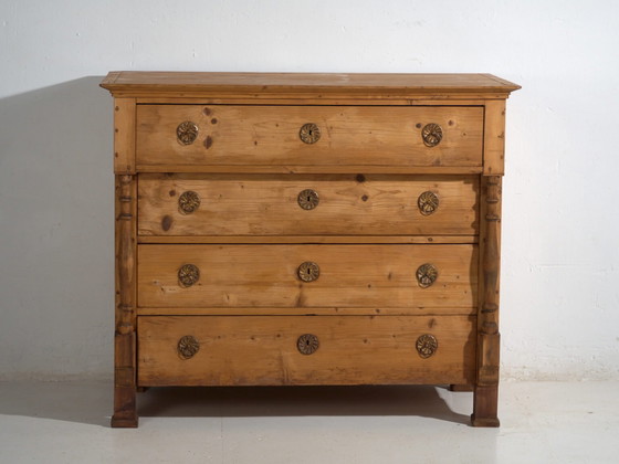 Antique solid pine chest of drawers – Rustic European dresser – circa 1900 – Metal (photo 35 of 40)