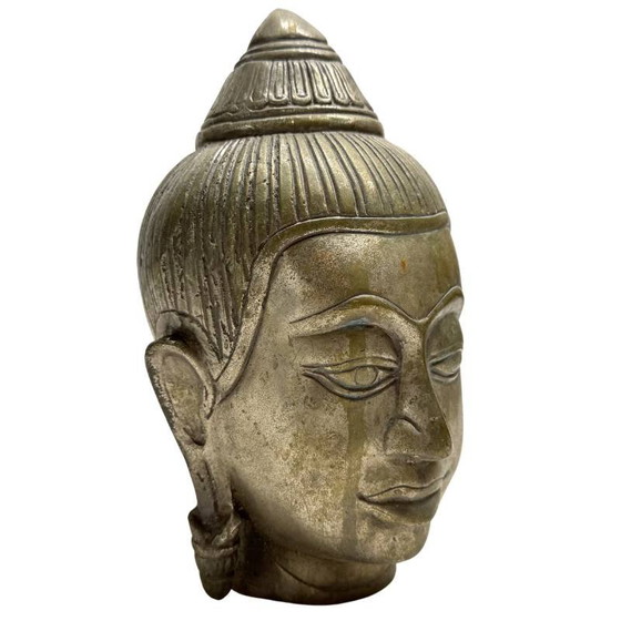 Tête de Bouddha Thaïlandaise Vintage en Bronze - Buste Style Sukhothai - 19 cm – Sculptures, Brass (photo 2 of 10)