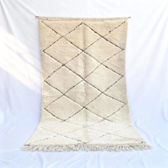 Tappeto Beni Ourain bianco in lana 2.5X1.5m con motivo berbero a diamante intessuto a mano. – Tappeti, Wool (photo 13 of 13)
