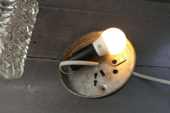 Vintage Glass Ceiling light / Wall lamp pressed glass flower – Metal (photo 7 of 13)