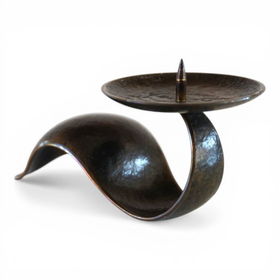 Image 1 of Bauhaus Sculptural Bronze Candlestick by Benno Meyer, 1930