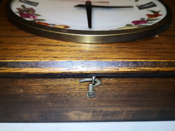 Image 1 of Rare Vintage Retro Wood and Porcelain Clock from Paris / 1970's