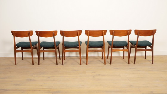 Image 1 of 6 x eetkamerstoelen | Schiønning & Elgaard | Teak | Opnieuw gestoffeerd