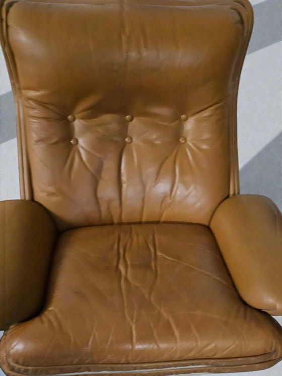 Image 1 of Set di 2 poltrone di design in pelle, poltrona lounge Airborne Orchid, anni '60