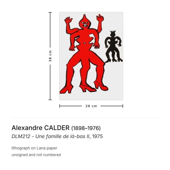 Alexandre Calder Lithograph DLM212 - A Family From Over There II 1975 – Lithographs & prints, Paper (photo 3 of 5)
