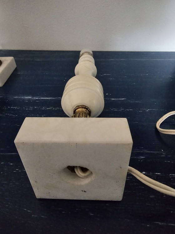 Image 1 of 2 Art Deco Alblast table lamps with brass