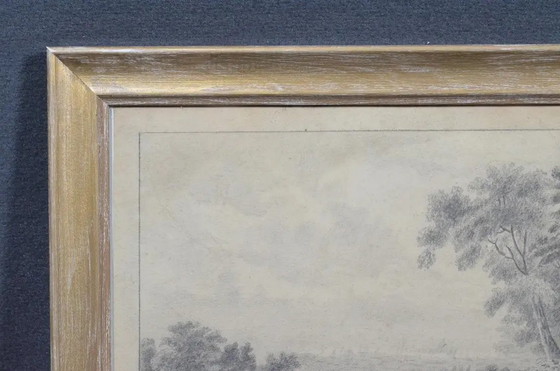19. Jahrhundert Europäische Schule Pastorale Landschaft mit Rindern, Graphitzeichnung – Gemälde & Zeichnungen (photo 2 of 10)