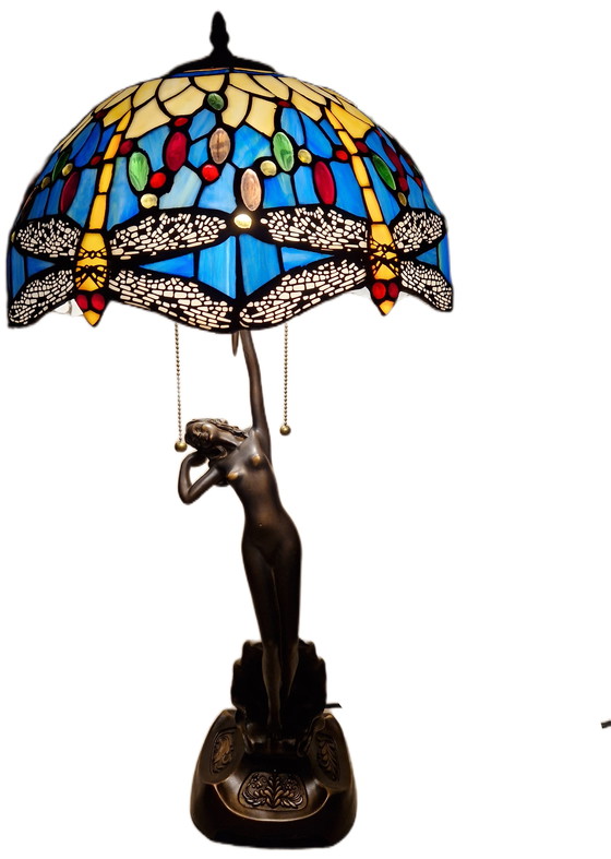 Image 1 of Prachtige vintage tafellamp Tiffany-stijl 72x40